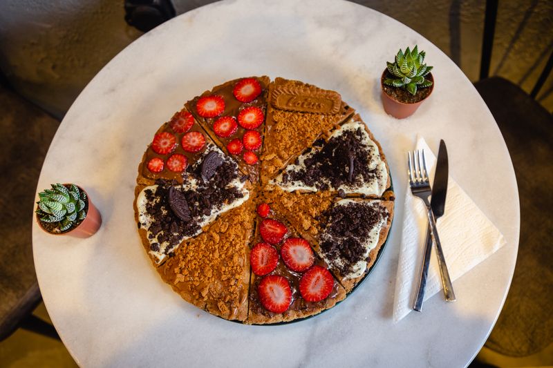 Nutella Dessert Pizza with strawberries and banana